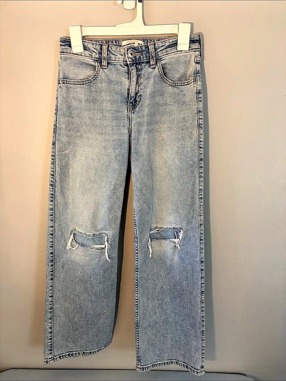 Abercrombie Kids High Rise Wide Leg Jeans Girls 15/16 short Blue